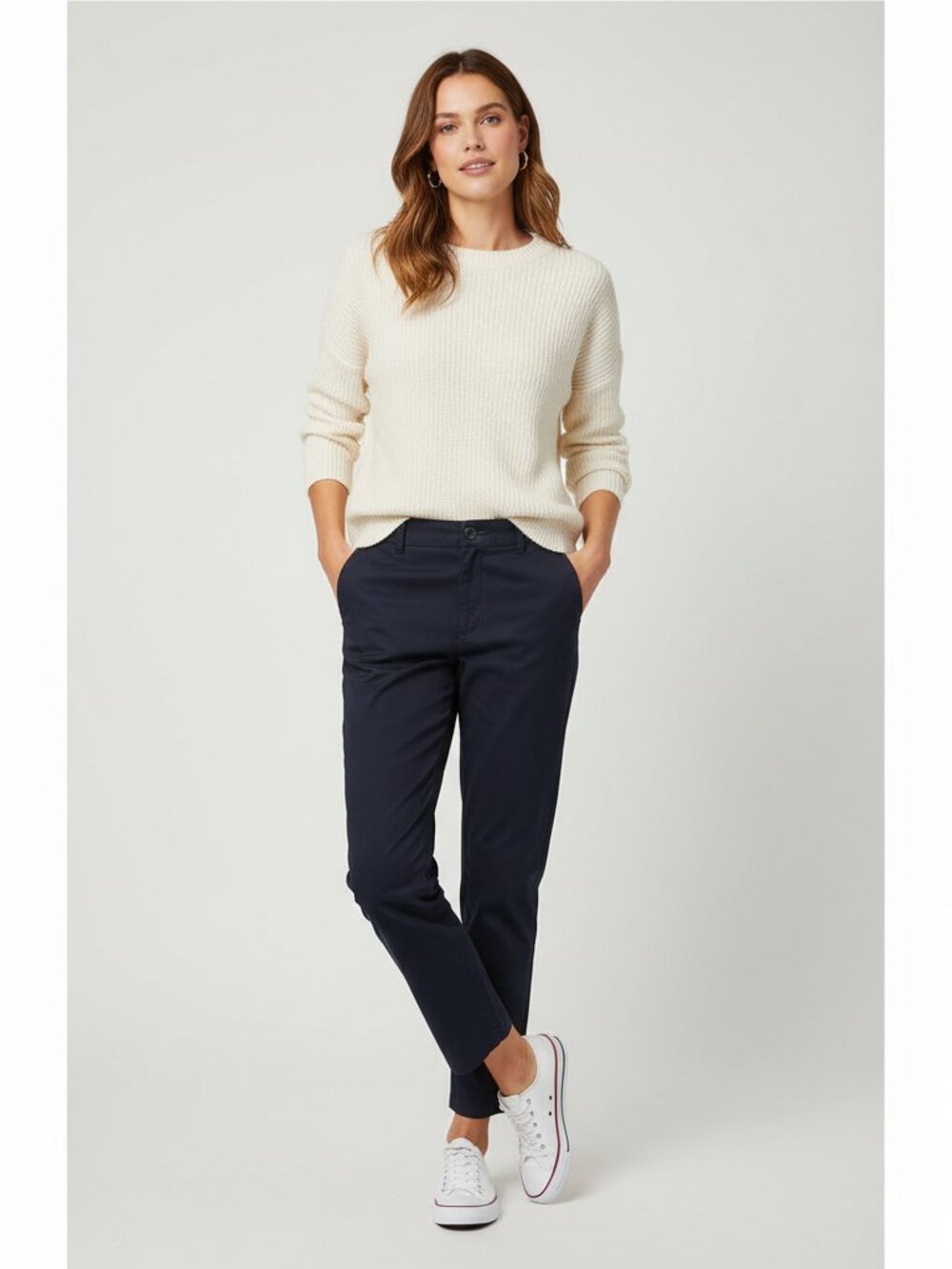Quince Girlfriend Chino Pants NWT Navy Size 24 Stretch Cotton Twill
